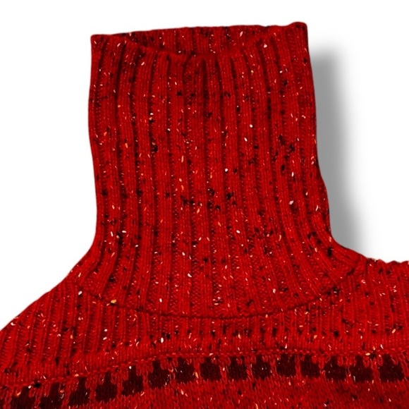 Vintage Lizwear Sweater Chunky Knit Turtleneck Red Nordic Stripes Medium - Picture 3 of 9